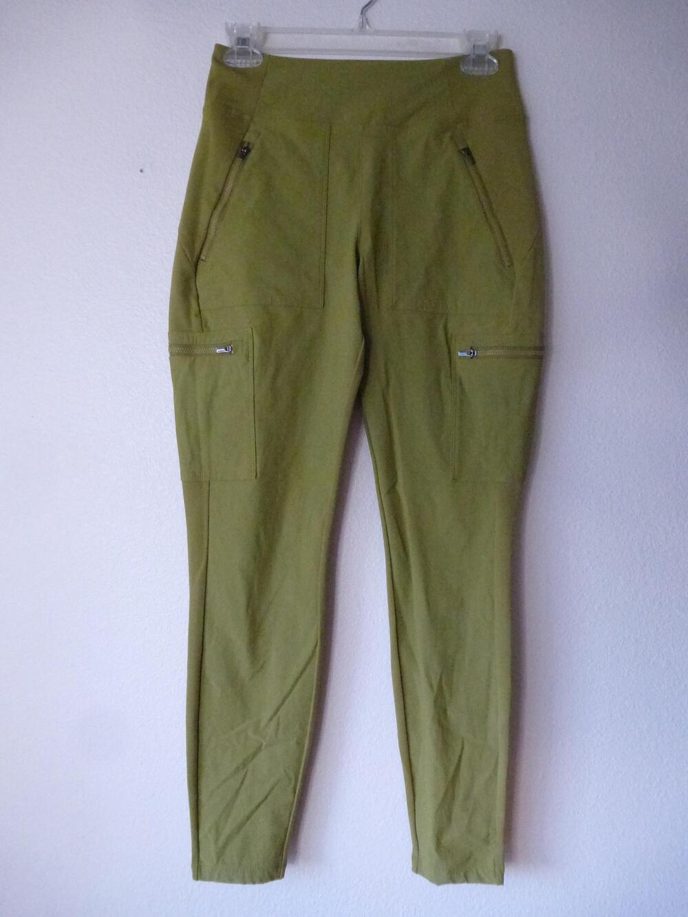 Athleta Pants Womens 4 Green Headlands Hybrid Cargo II Tight Leggings Hiking Zip